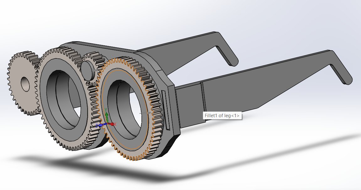 CAD model of the StrobeShield glasses with geared lens rings