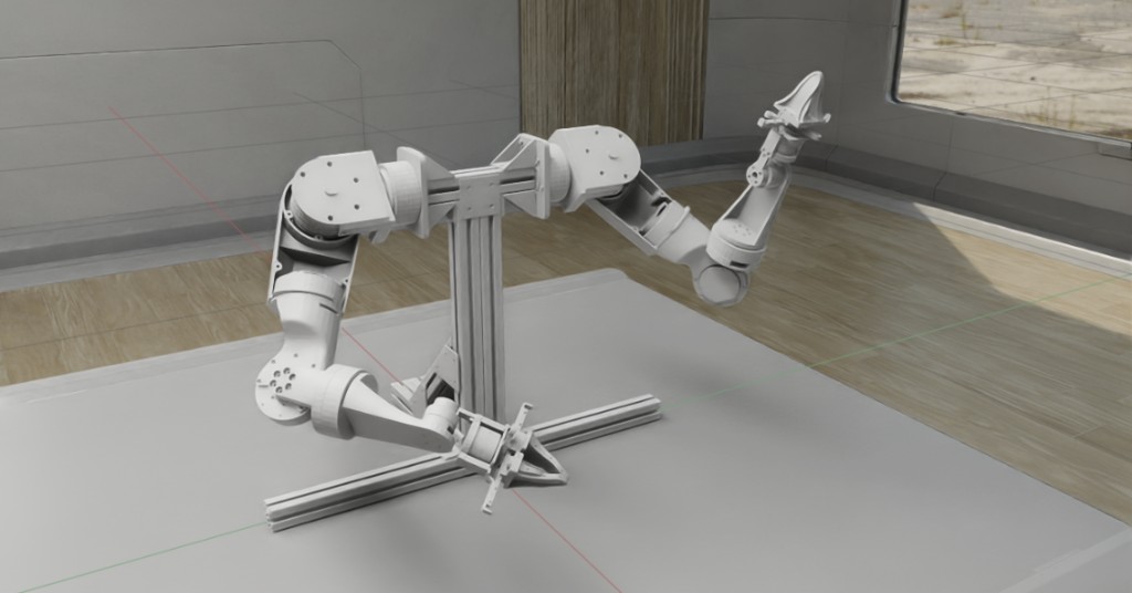 Render of the WATonomous dual-arm humanoid upper body